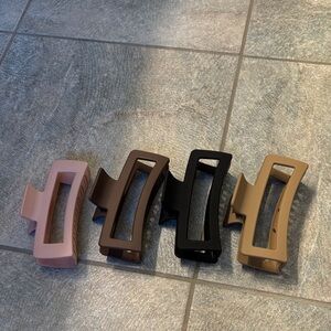 Set of Four Large Hair Claw Clips in Neutral Tones